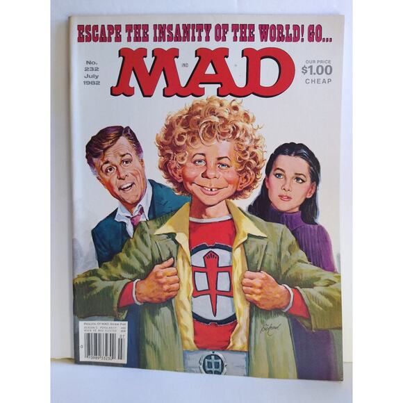 MAD #232 The Great American Hero Satire Magazine Comic Book 1982 July Vintage - Picture 1 of 5